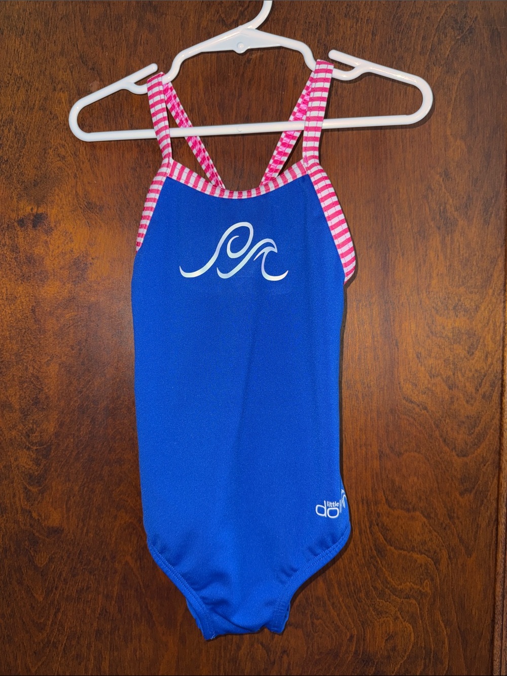 Dolfin Kids One-Piece Swimsuit in Royal Blue with Pink Stripe Trim